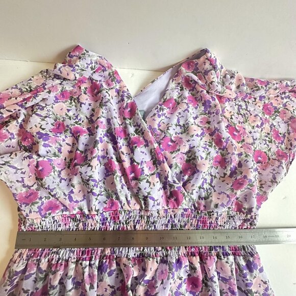 Rabbit Rabbit Designs Dress Womens 18 Purple Pink Floral S/S Maxi Boho‎ Fairy - Picture 11 of 11